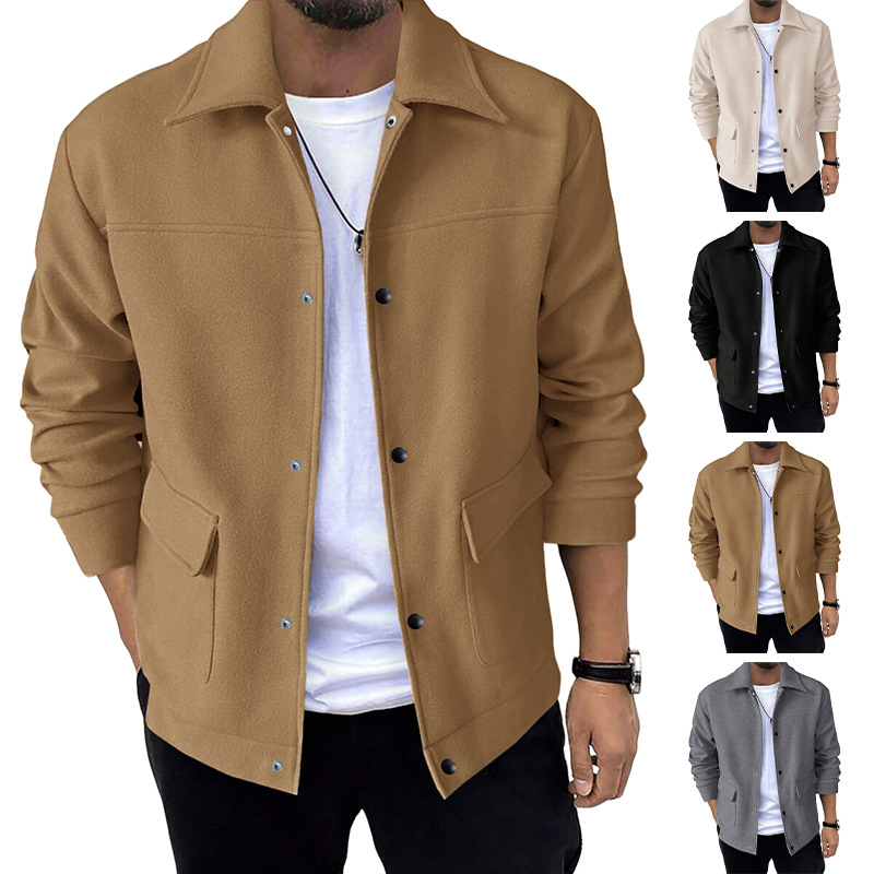 Transfronterizos Europa y América Amazon nuevo hombre chaqueta de lana con solapa otoño y invierno británico chaqueta cálida casual versátil