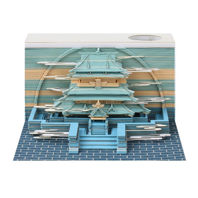 クリエイティブなビジネス年次総会イベント記念品 ミニチュア建築紙彫り模型 卓上装飾 3D立体メモ帳|undefined