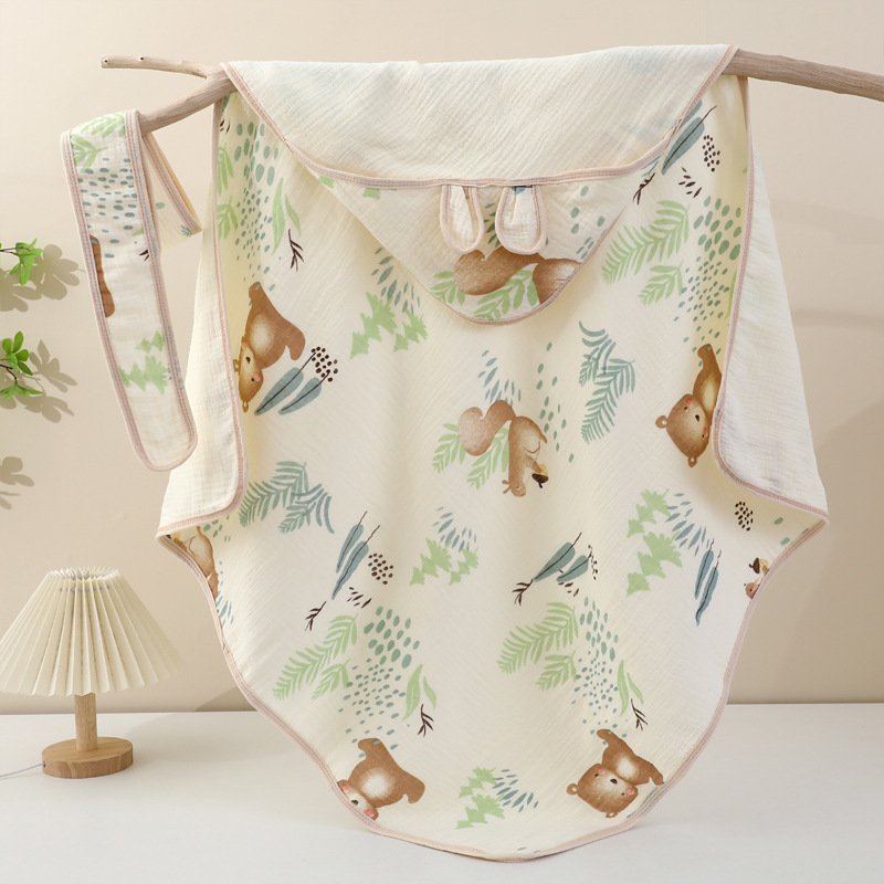 Newborn Baby Holding Quilt Cotton Four-Layer Crepe Bag Summer Thin Bag Single Baby's Production Room Bag Towel Class A Swaddling