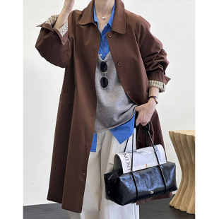 Orange zhi 2025 spring new classic gentle intellectual three-dimensional lapel long windbreaker coat 86008