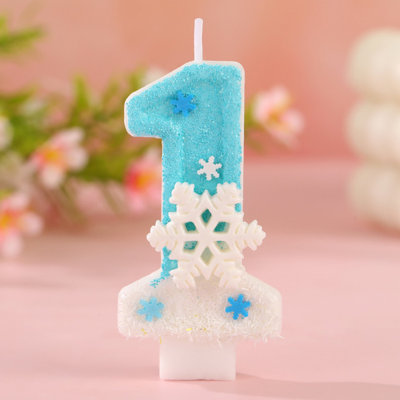 跨境浪漫雪花创意数字生日蜡烛蛋糕手工DIY派对烘焙氛围感装饰品|undefined