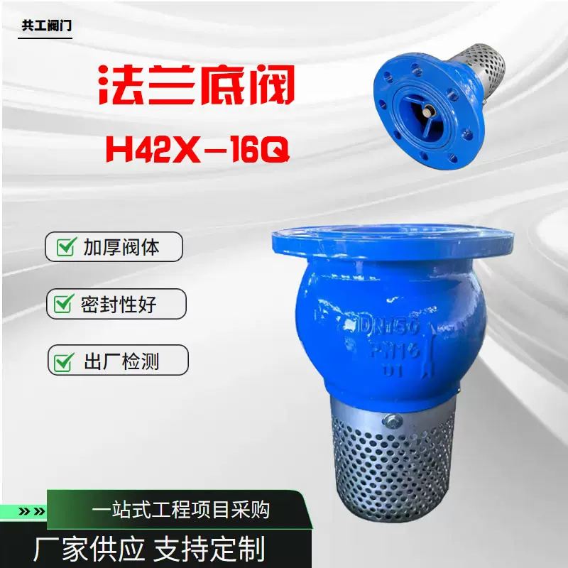 法兰底阀 H42X球墨铸铁带逆止底阀 德标 美标 英标水泵吸水底阀