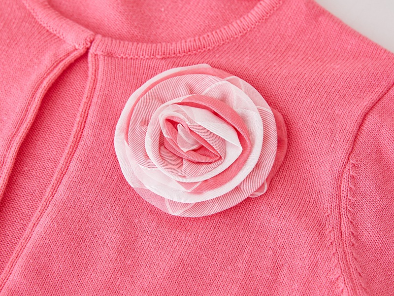 Cardigan en tricot à dentelle florale pour filles et mères – Pull en coton doux pour le printemps et l'automne pour tout-petits et enfants (3-8 ans, 100-140 cm) – Bleu marine et rose_voghion.com