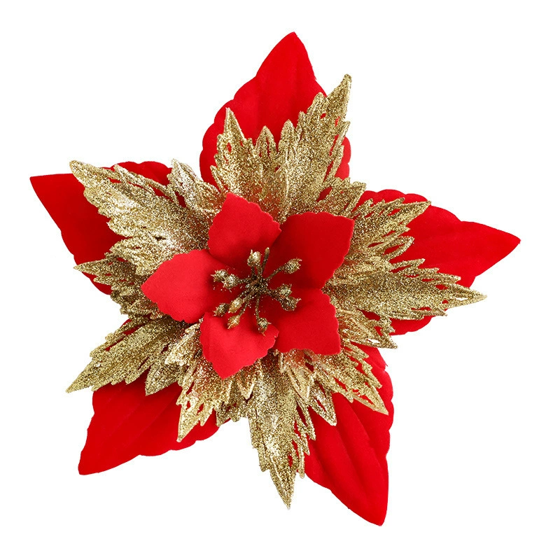 ✅Золотисто-розовые рождественские цветы, венок для украшения Christmas tree, двойной слой цветка, оптовая продажа