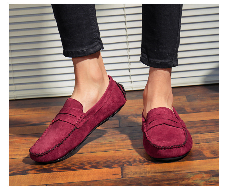 Doudou chaussures de conduite décontractées en cuir britannique, chaussures paresseuses pour hommes_voghion.com