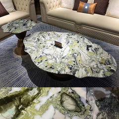 天然大理石奢石冷翡翠茶几 現代輕奢新款大小圓高低花朵茶几高定