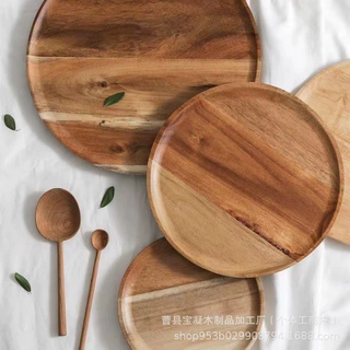现货日式相思木托盘家用木餐碟子简约木质甜点面包圆盘茶盘点心盘