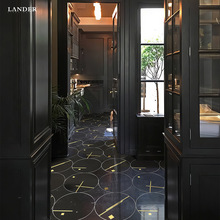 四环形水刀大理石马赛克大规格拼花酒店民宿大堂工程别墅地砖