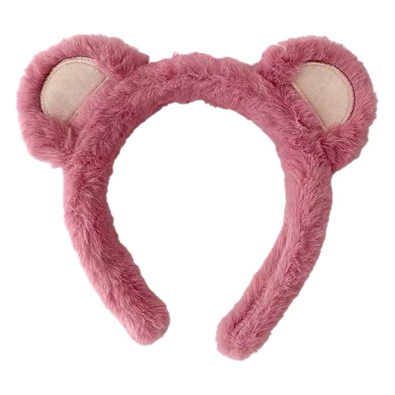 Felpa fresa oso diadema celebridad de Internet nuevos accesorios para el cabello Otoño e Invierno cara lavado presión pelo lindo tocado al por mayor diadema de oreja de gato
