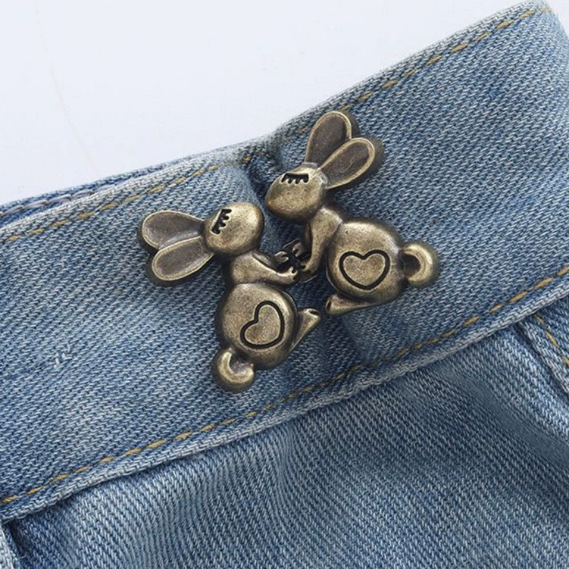 Nail-Free Removable Waist Buckle Pair, Flat-Bottom Seamless Buttons for Pants & Skirts, Assorted Designs