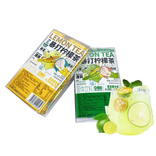 Ginseng Rich in Vitamin C Lemon Tea, Thai Green Lime Beverage, 24 Boxes per Carton