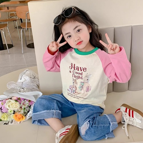 Children's Long-Sleeve T-Shirt Spring and Autumn 2024 New Fashion Pure Cotton T-Shirt for Kids Spring Top Baby Base Shirt Spring Outfit