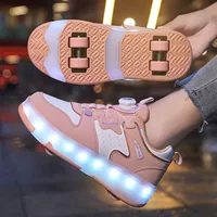 Четырехколесная обувь Heelys, оптовая продажа, перезаряжаемые светящиеся колесные туфли, мужские и женские детские коньки, заводская обувь для взрослых на восьми колесах