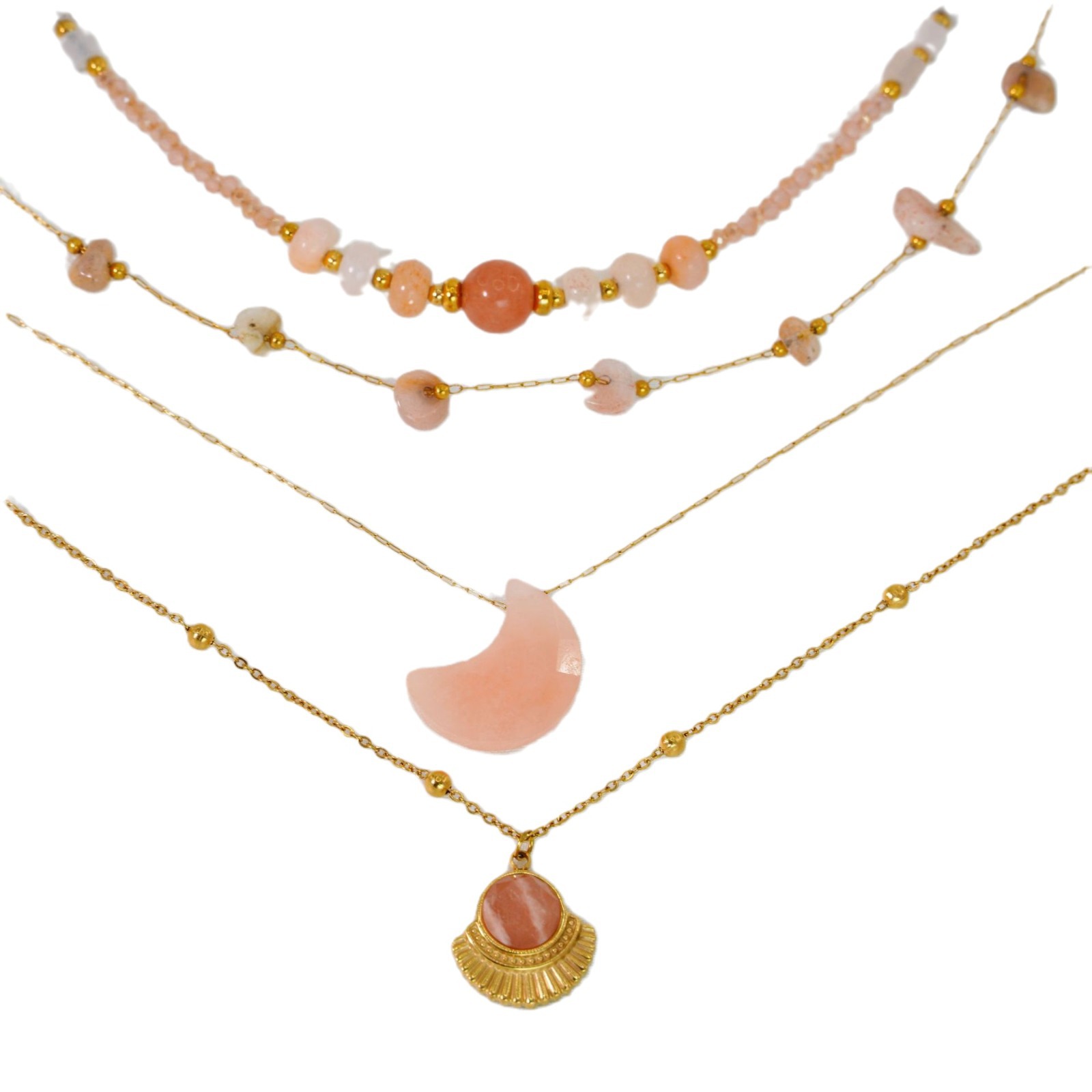 Luksus øreringe med solsten vedhæng til kvinder boheme måne vifte_voghion.com