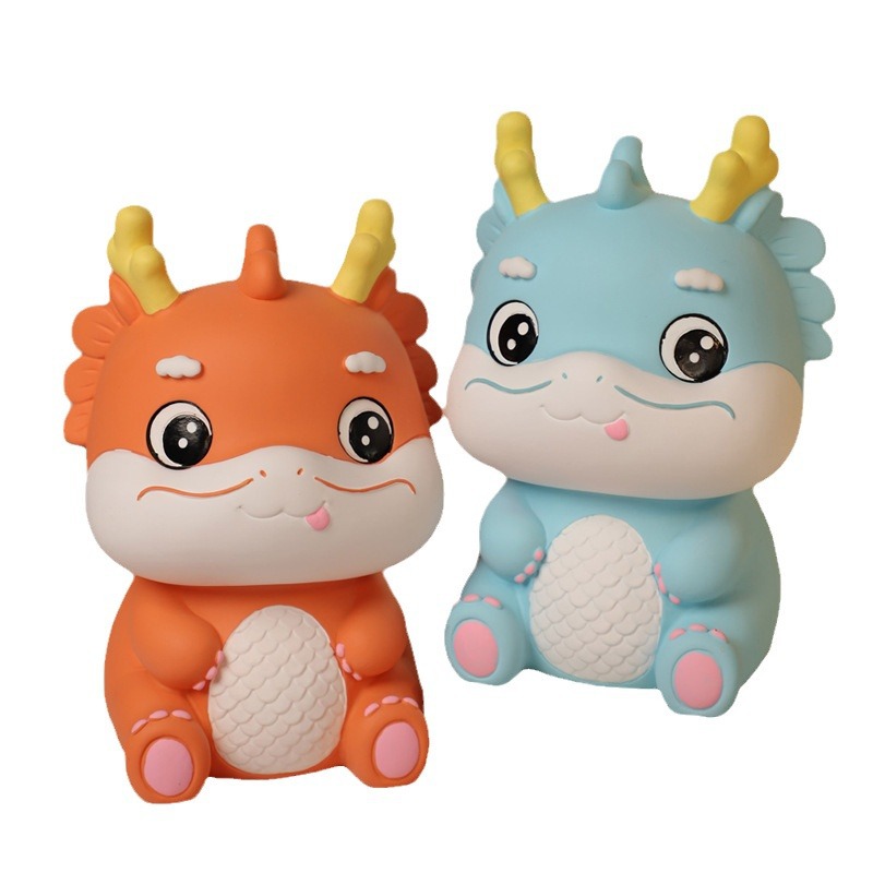 Dibujos animados lindo mascota dragón año Piggy Bank resistente a la caída resistente a los golpes Caja de Ahorro regalo decoración de escritorio muñeca