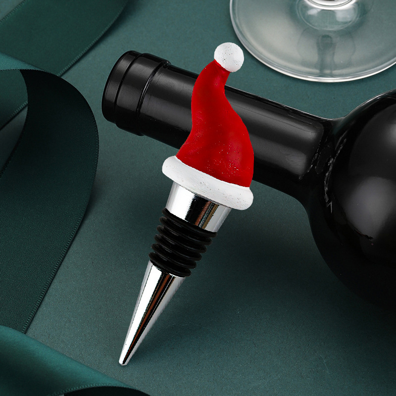 European and American Party Christmas Decoration Wine Stopper Zinc Alloy Resin Christmas Hat Creative Wine Stopper