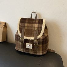 跨境新款可爱卡通双肩包新款小众高级感毛绒背包大容量学生书包女