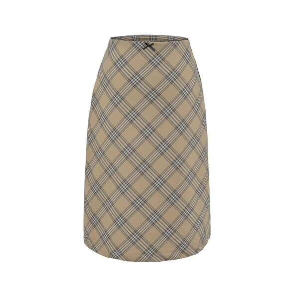 Retro long autumn demi-season fitted skirt with bow