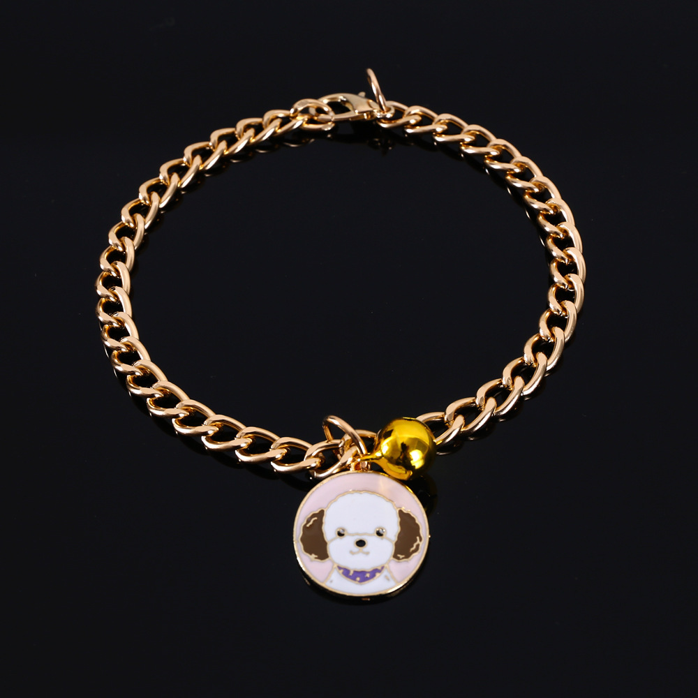 metal collar gold chain dog cartoon pendant collar adjustable pet accessoriespicture5