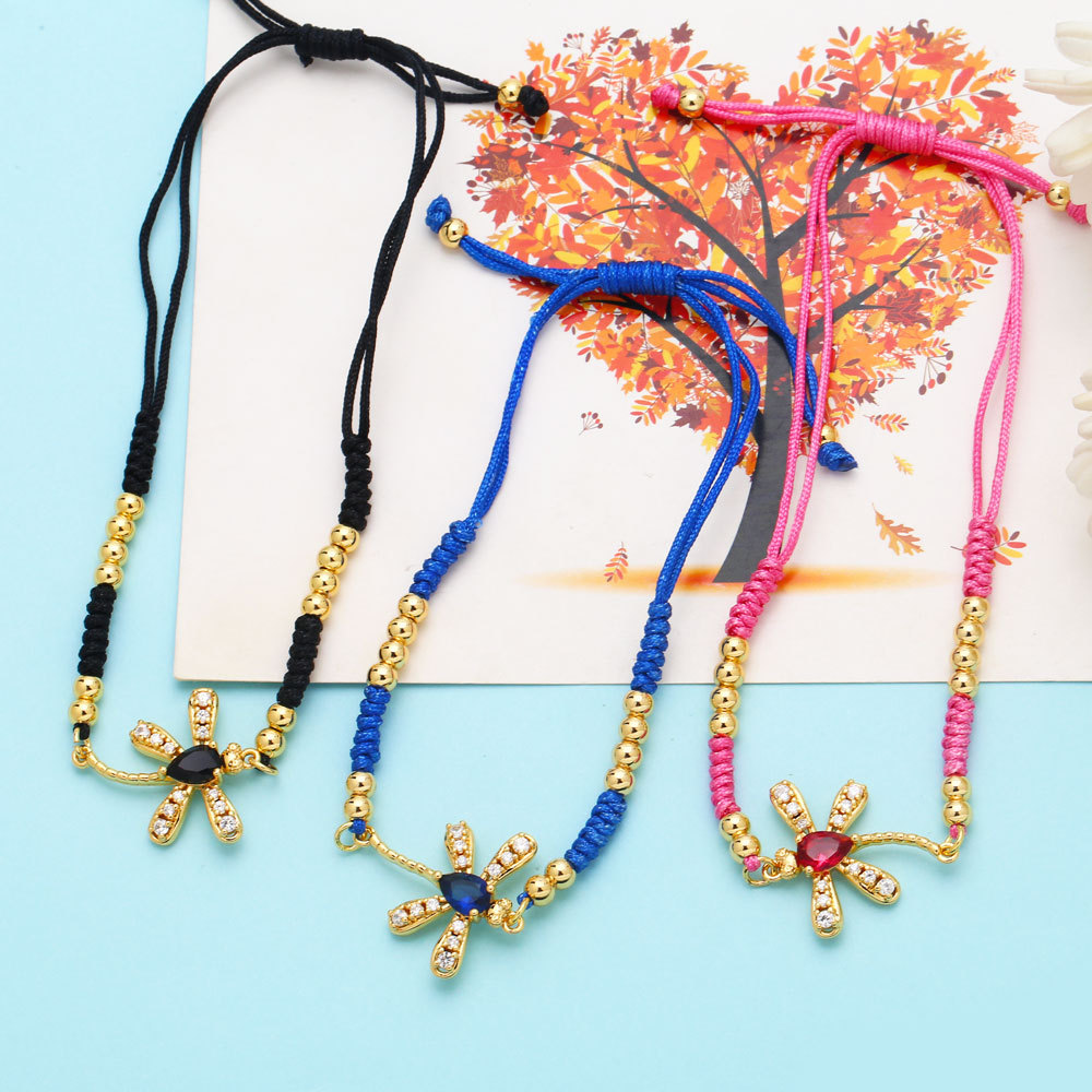 Fashion Dragonfly Copper Bracelets Inlay Zircon Copper Bracelets