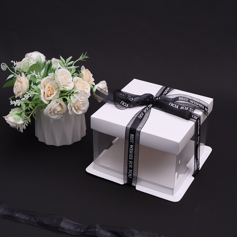 4寸5寸手提透明蛋糕盒 透明塑料包装双层加高方形生日烘焙蛋糕盒