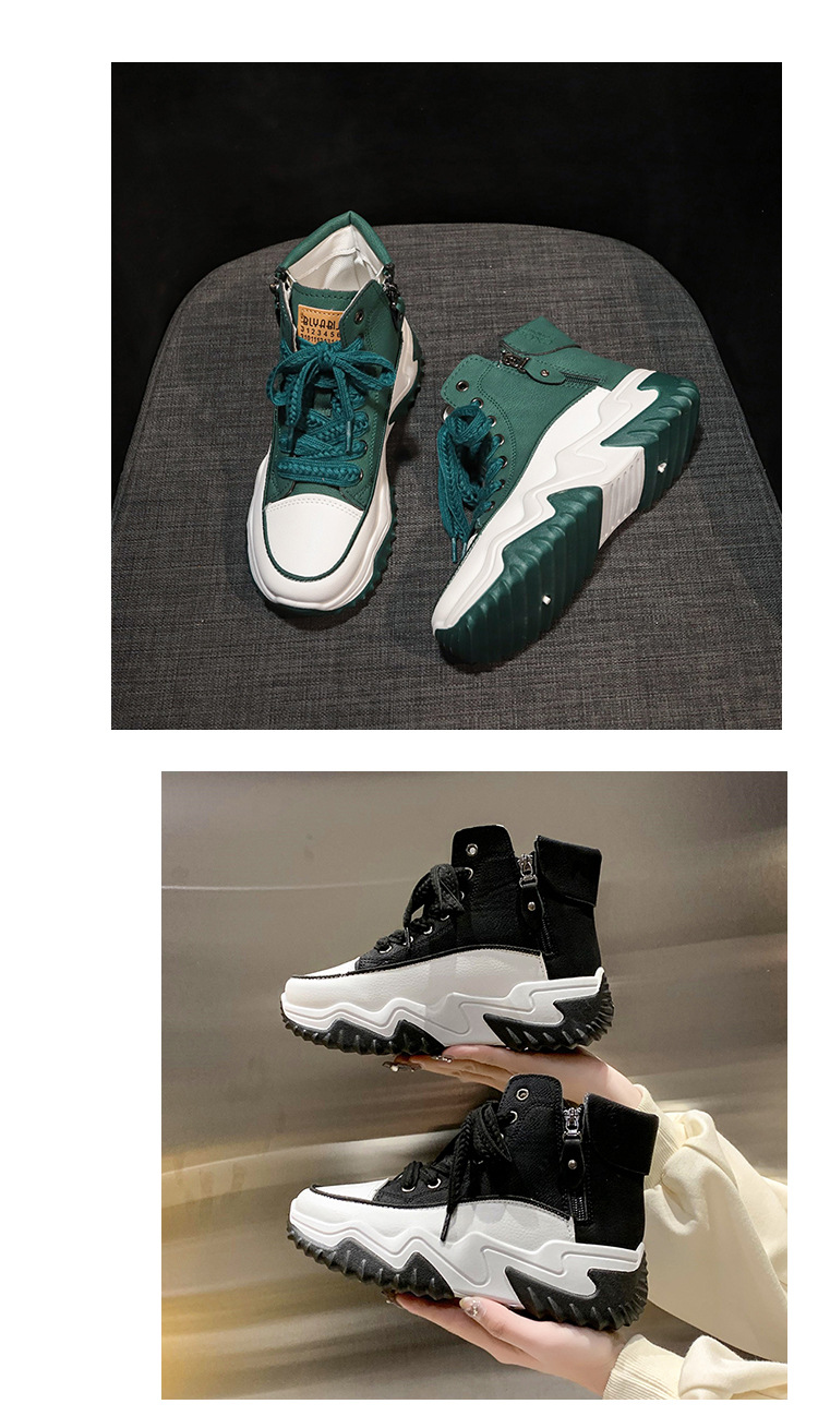 Korean style new dad shoes for women Women Sneakers Thick bottom front lace up sneakers for women Height increasing shoes for women_desvips.com