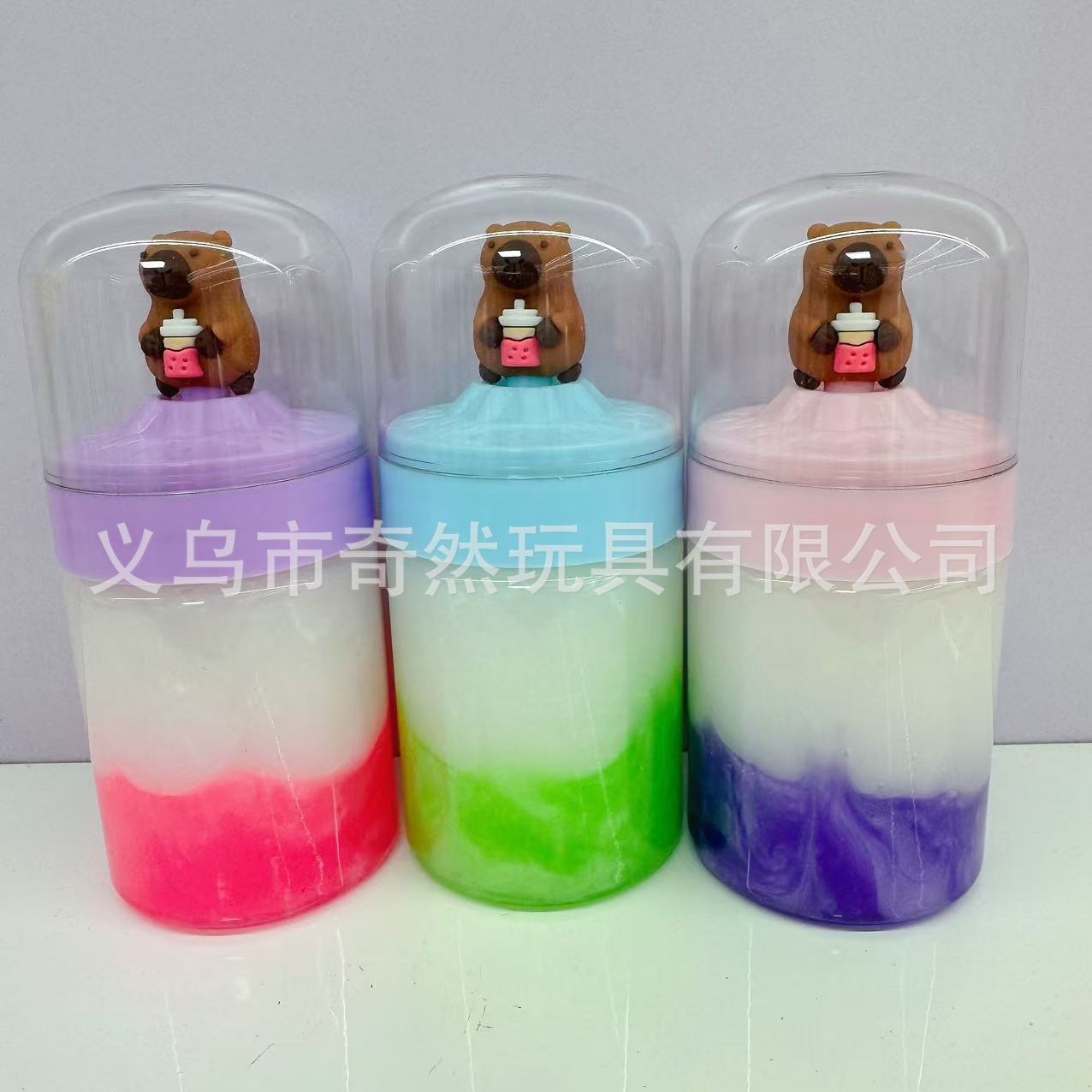 Transfronterizo directo creativo Slime doble pieza tridimensional muñeca capibara colorido barro juguetes para niños descompresión ventilación image 4