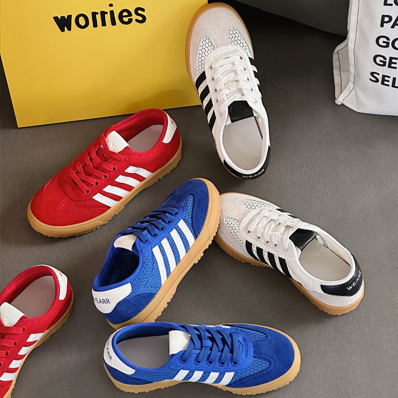 复古真皮德训鞋女2025春夏新款百搭运动休闲鞋三叶草同款阿甘鞋潮