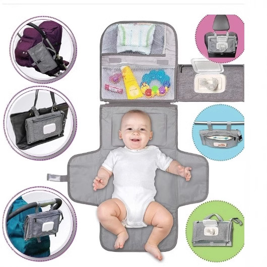 Almohadilla para pañales para bebés, impermeable y a prueba de orina, multifunción con toallitas húmedas, almohadilla para cambiar pañales para bebés, almohadilla para cambiar pañales para salidas convenientes