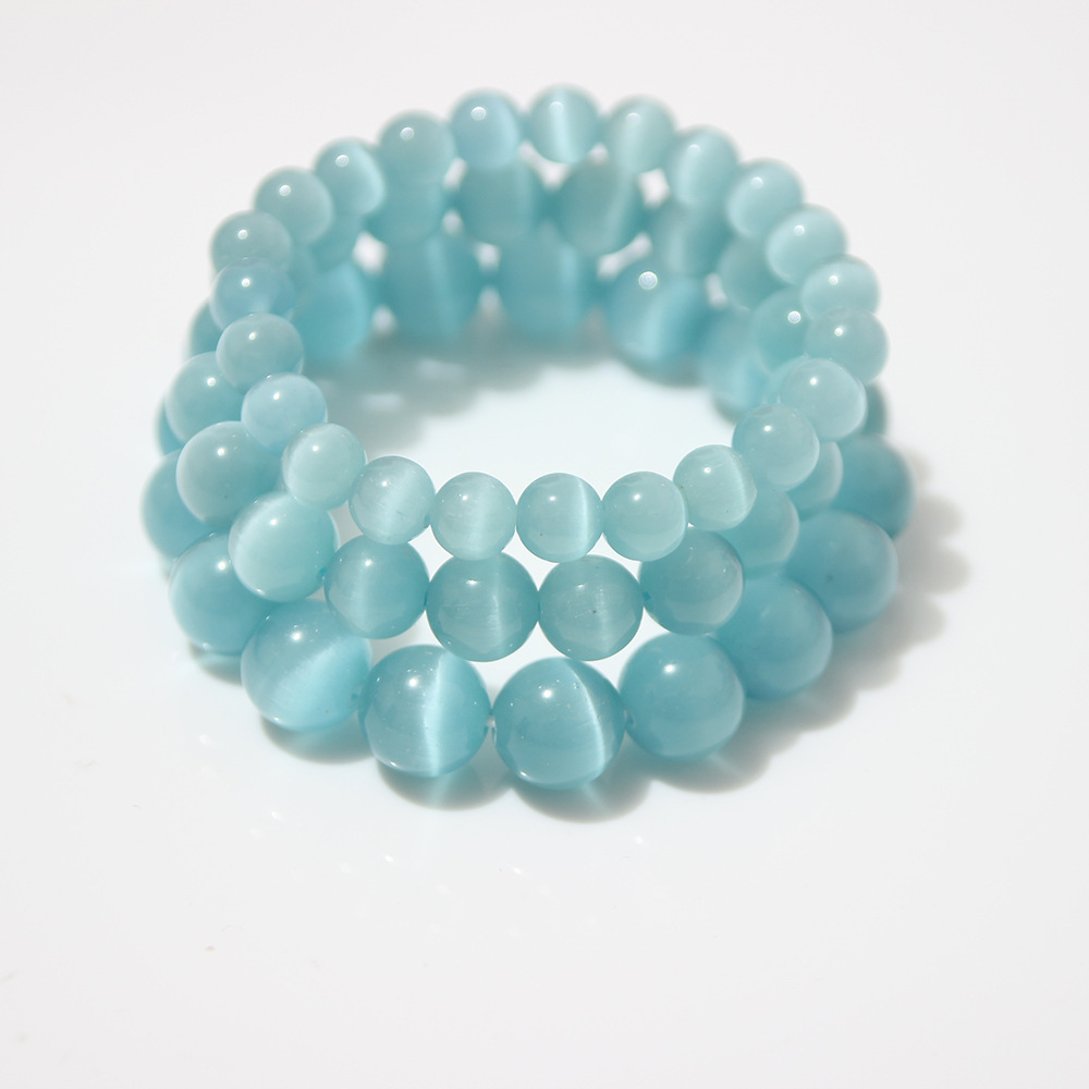 하늘색 캐츠아이 팔찌 10mm/약 19개 25g