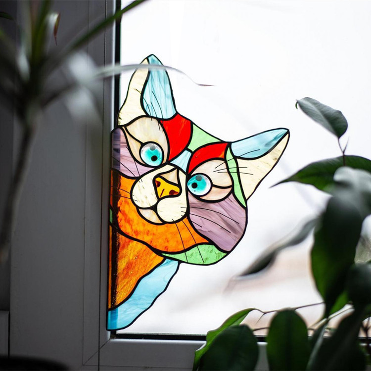 15g Weight Glass paster Home Textiles & Decor Type PVC Material Animal Pattern Cute Style Cute Animal PVC Glass Paster Wall Art 无