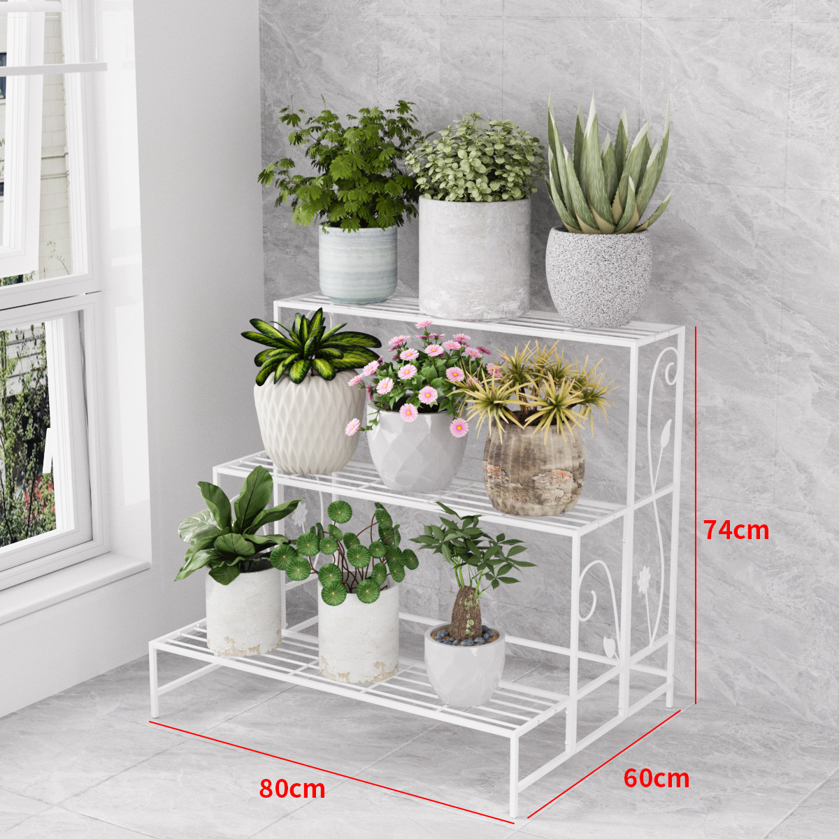 多層鉄段付きフラワーラック収納ラックバルコニーリビングルーム屋内床置き新しい多肉植物植木鉢フラワーラック