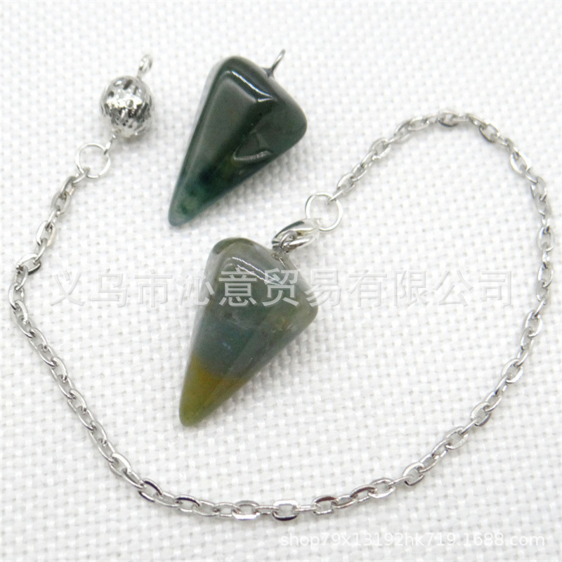 Venta caliente ágata natural cristal piedra preciosa cono hexágono cono colgante DIY cristal colgante espíritu péndulo