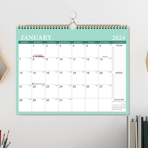Manufacturer's -24 English Calendar Simple and Creative Desktop Calendar 18-Month Multi-Country Holiday Wall Calendar