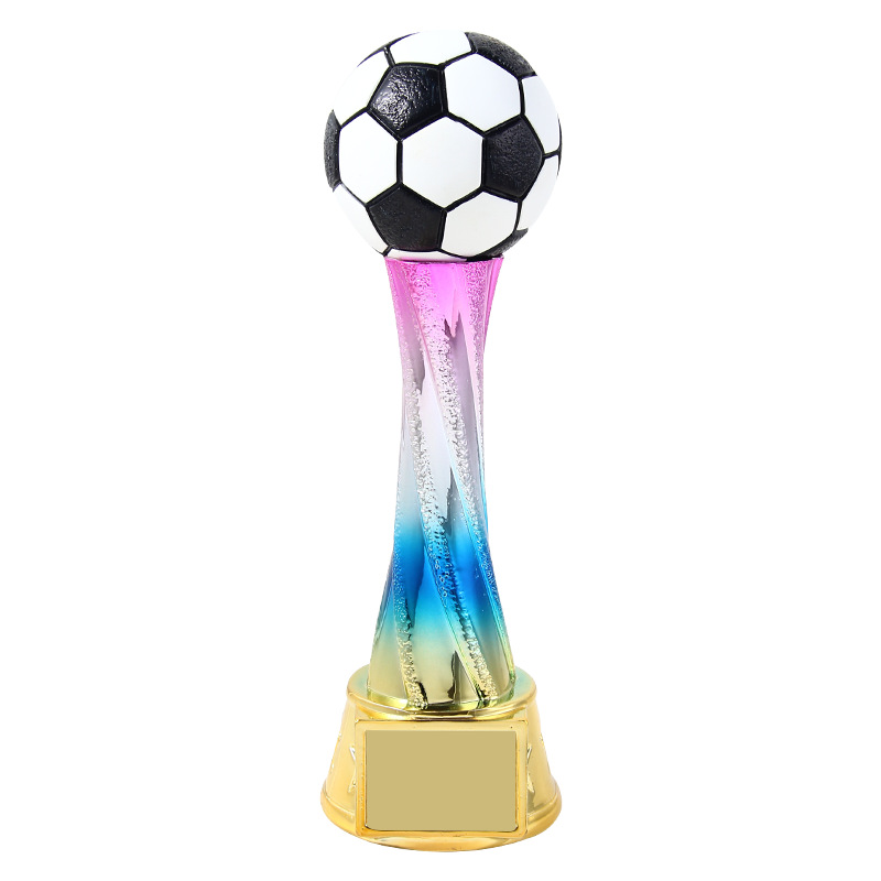 Nuevo trofeo deportivo de resina columna de color baloncesto juego de fútbol pintado evento deportivo concurso creativo premio
