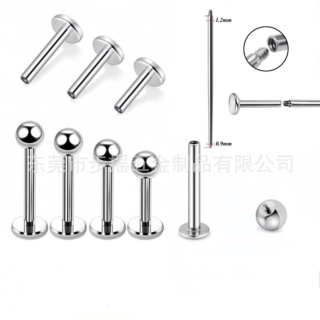 Metal earrings, lip piercing