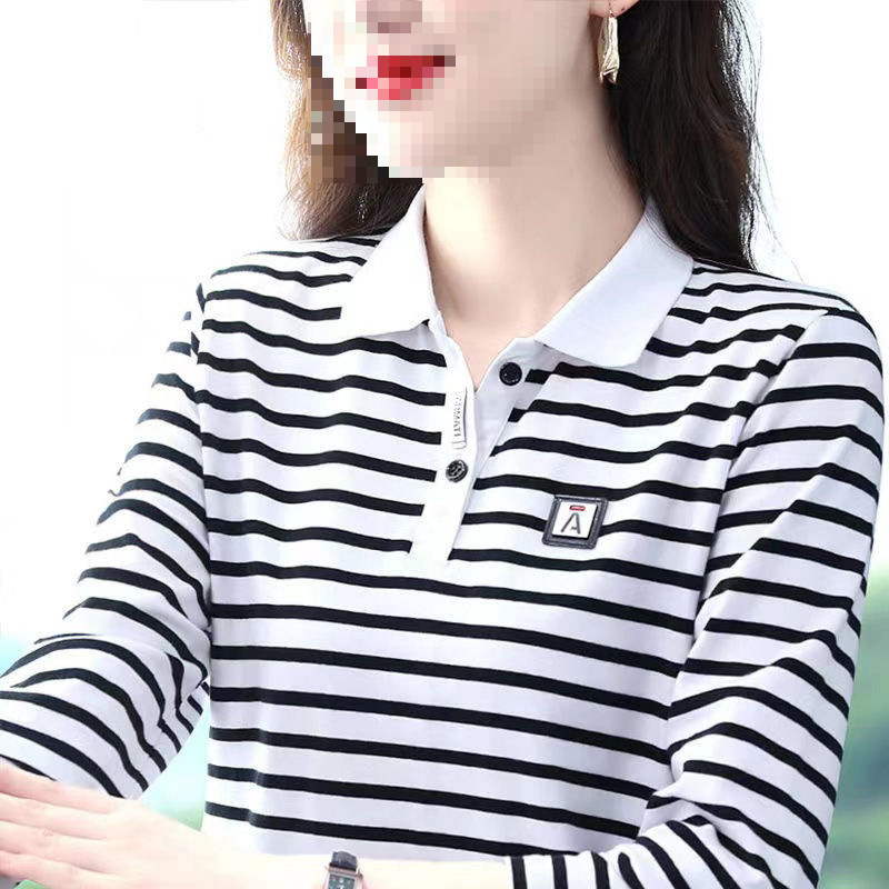 Southeast Asian Lapel Long-Sleeved Shirt for Women Spring and Autumn New Middle-Aged Mother Sports Casual Top Large Size