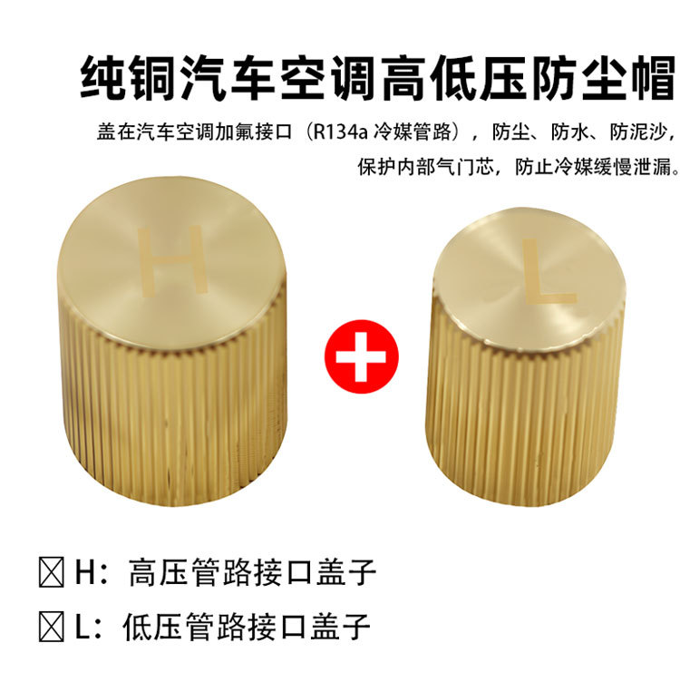 Protective Cover High and Low Pressure Dustproof Cap Car Air Conditioner Cover Valve Core Fluorine Nozzle Cap Plus Leak-Proof 134A