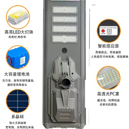 2025 Perfil de alumbrado público solar integrado alumbrado público solar de aluminio lámpara al aire libre lámpara de inducción de iluminación de ingeniería vial