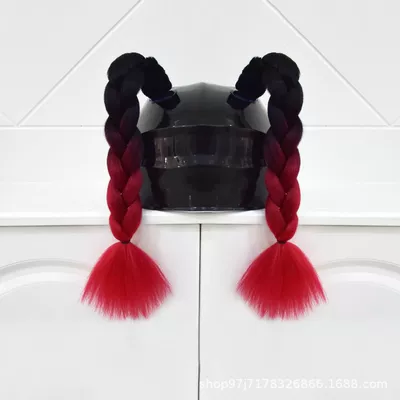Full Helmet, Delivery — Motosiklet dəbilqələri - a-pair-of-black-and-red-short-braids