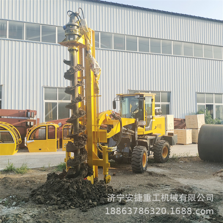 铲车改装液压挖坑机 桩架式电线杆打桩机 小型成孔3米地基打桩机