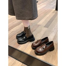 上新！葡萄妈~增高5cm~ 小个子天菜方圆头银扣一脚蹬乐福鞋