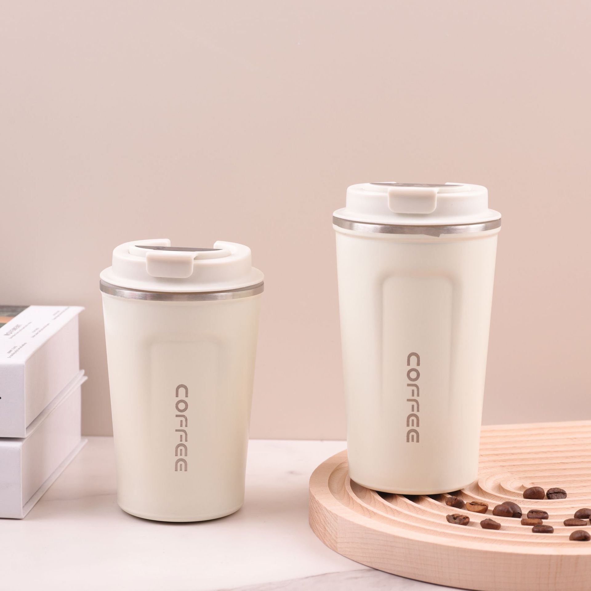 Comercio exterior transfronterizo 304 acero inoxidable temperatura inteligente taza de café de aislamiento térmico taza de agua portátil al aire libre taza de té de doble bebida