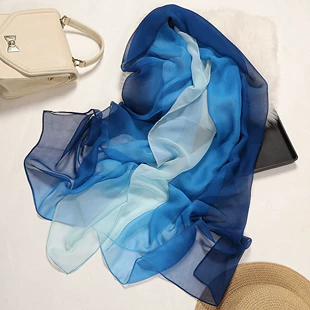 Gradient chiffon long scarf, soft drape stole, 180×70 cm, lightweight