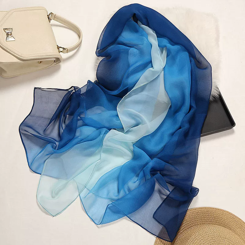 Gradient chiffon long scarf, soft drape stole, 180×70 cm, lightweight