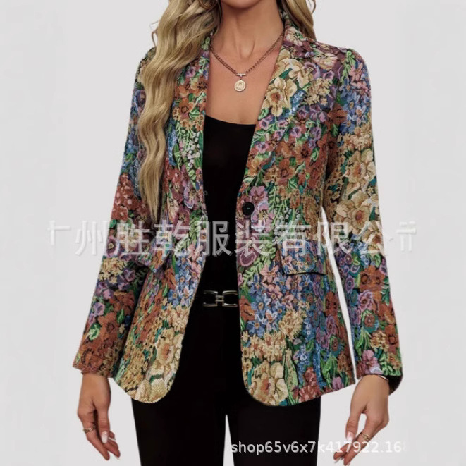2025 Spot New Cross-Border European and American Clothing Amazon Suit Fashionable and Elegant One-Button Women's Suit Jacket