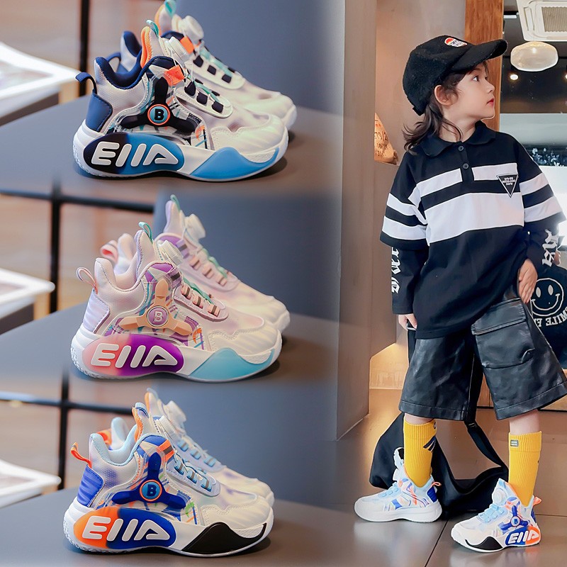 Children's sneaker Boys Basketball Shoes 2024 Spring and Autumn New Girls' genuine goods All-match Explosions Shoes Primary School Students' Shoes