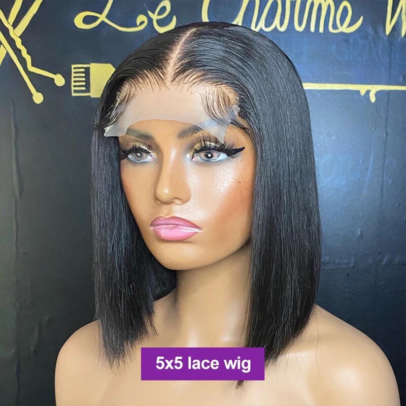 12A Vietnam Bone Straight Bob Human Hair Wigs 前蕾丝假发套|undefined