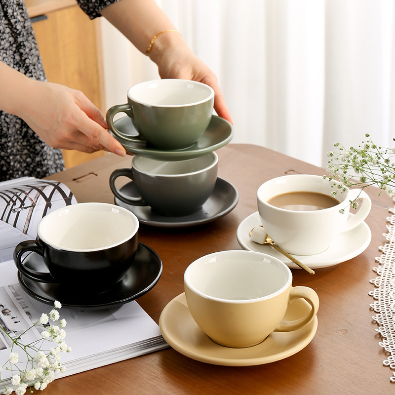 Cross-Border Amazon Mainstream Ceramic Coffee Cup Thickened Large Capacity Coffee Cup Saucer Mug Mocha American Tea Cup Cross-Border Amazon Mainstream Ceramic Coffee Cup Thickened Large Capacity Coffee Cup Saucer Mug Mocha American Tea Cup