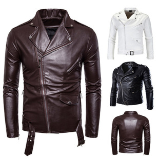 Foreign Trade 2025 New Korean Style Motorcycle Slim Fit Leather Men's Leather Jacket Coat British Fashion Men's PU Leather Coat